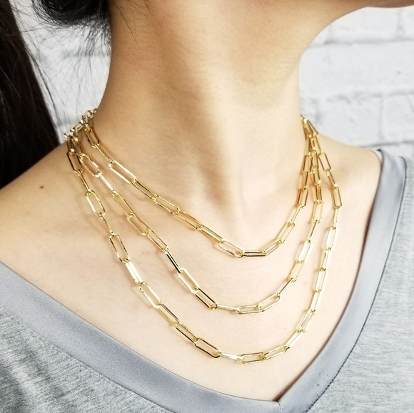 Jewelry - NEW 14K Gold Plated Paperclip Chain Neckla…